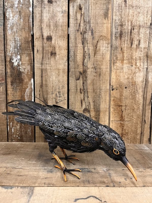 Metalen beeld kraai donkergrijs 67cm eliassen.nl 1