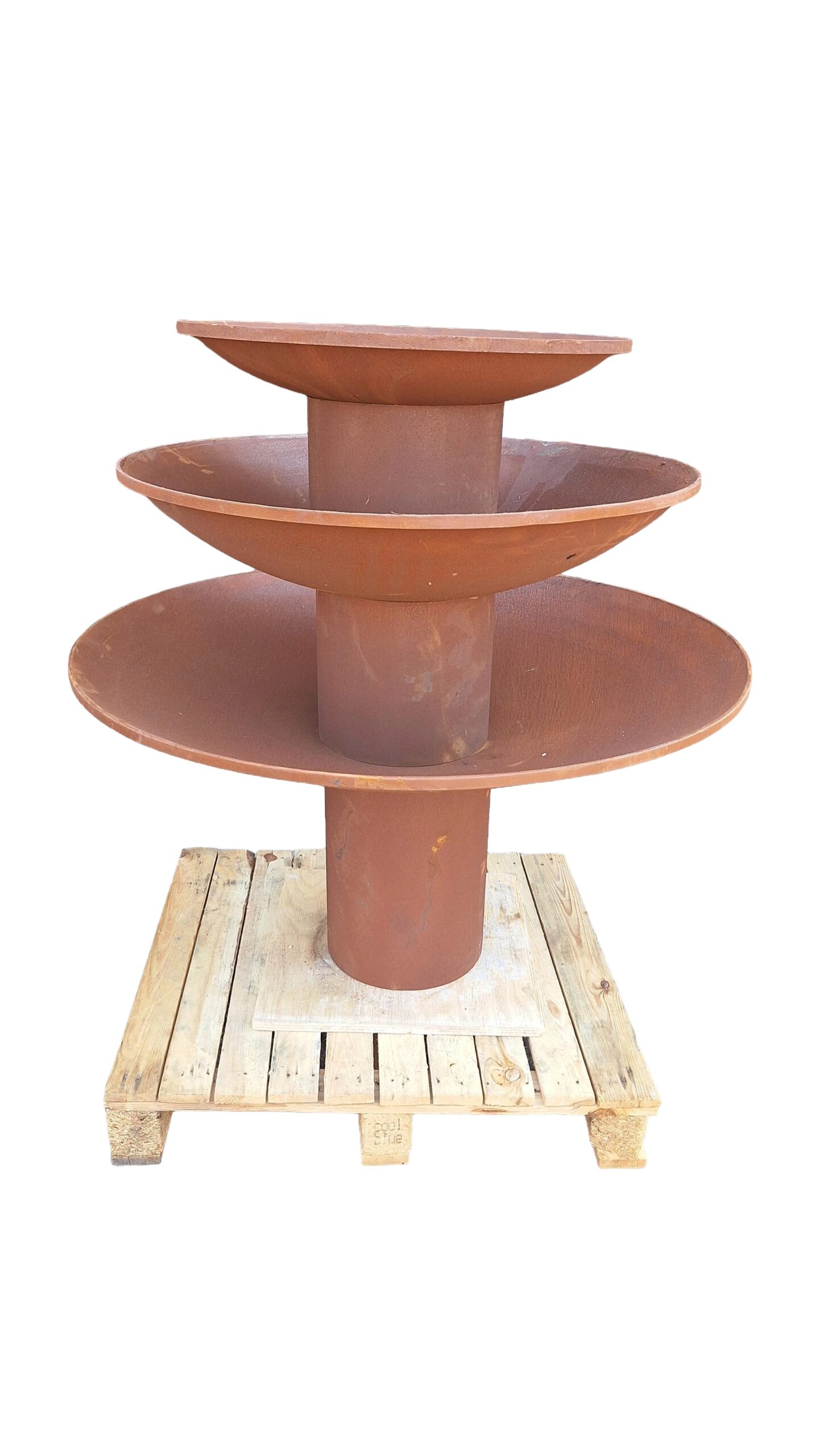 Waterschaal Cortenstaal met waterafloop rondom 80cm