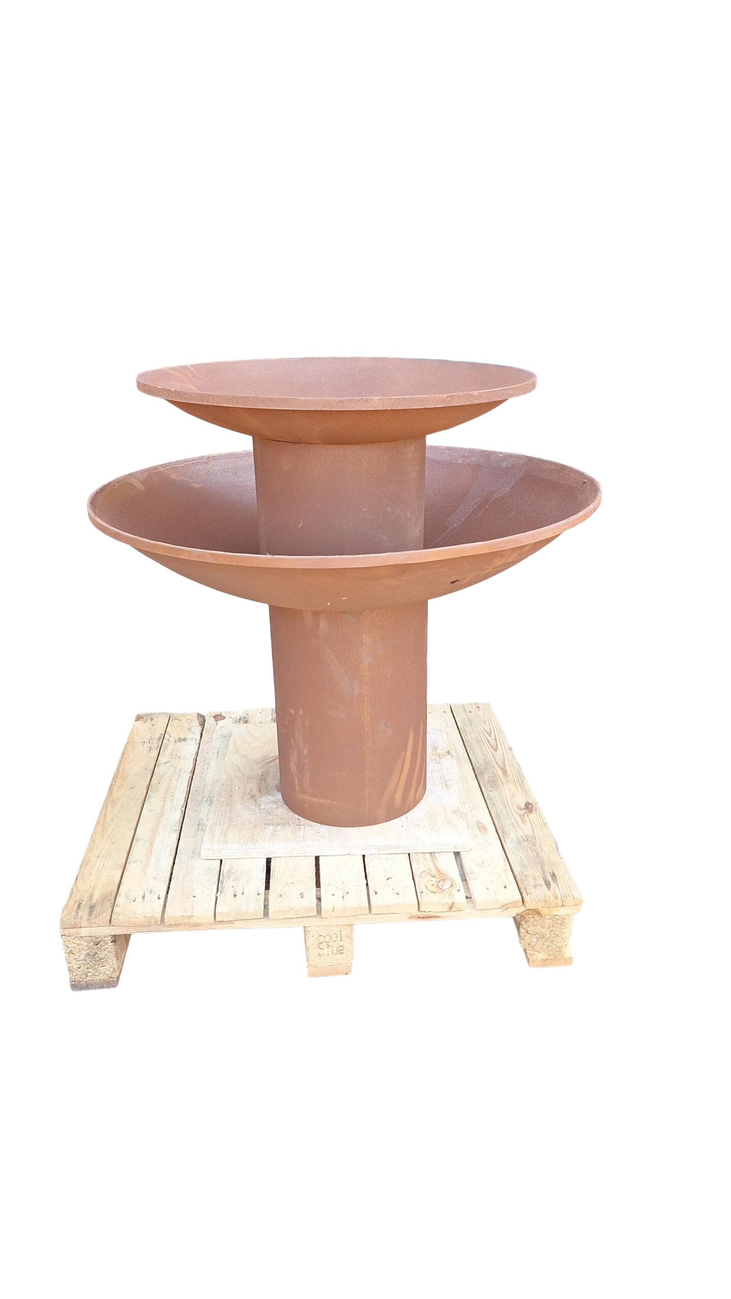 Waterschaal Cortenstaal met waterafloop rondom 80cm
