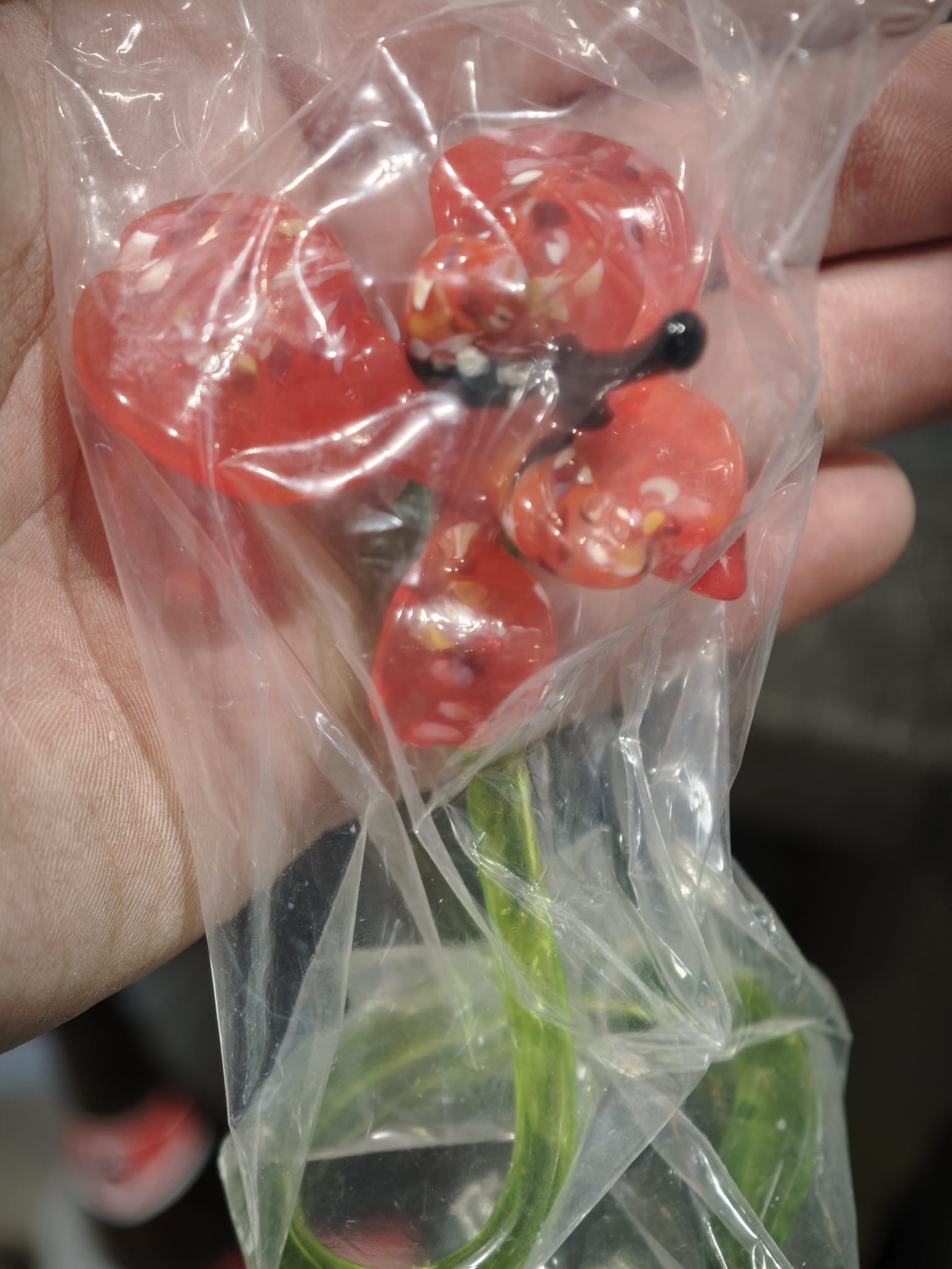 Miltonia Blume mini aus Glas rot 12cm