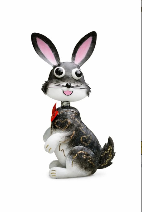Metal decoration rabbit with bow - Eliassen.nl