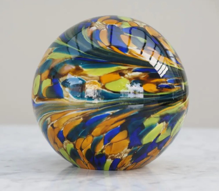 decoratieve glasbol blauw 25cm - Eliassen.nl