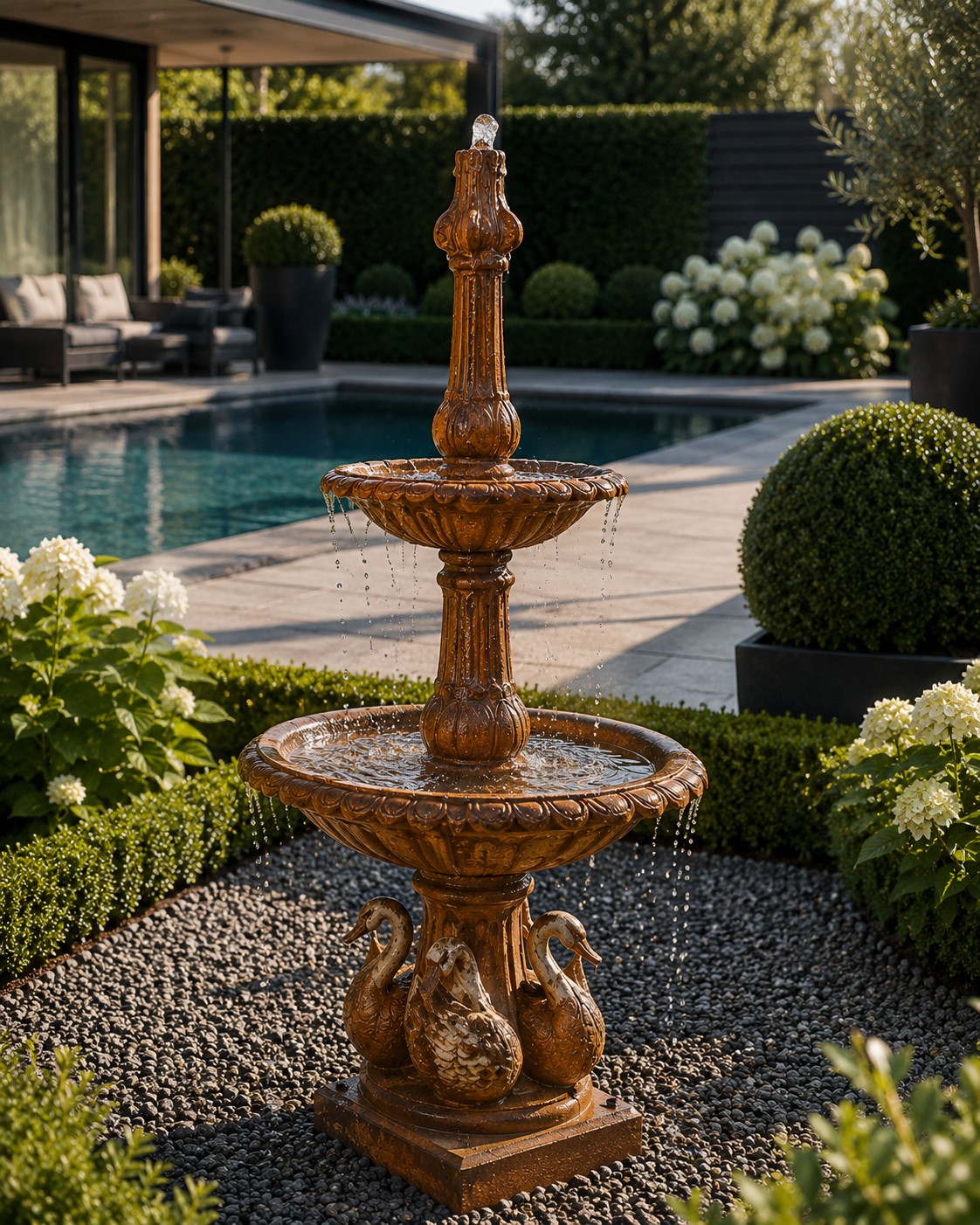 Fountain cast iron 2 bowls 135cm