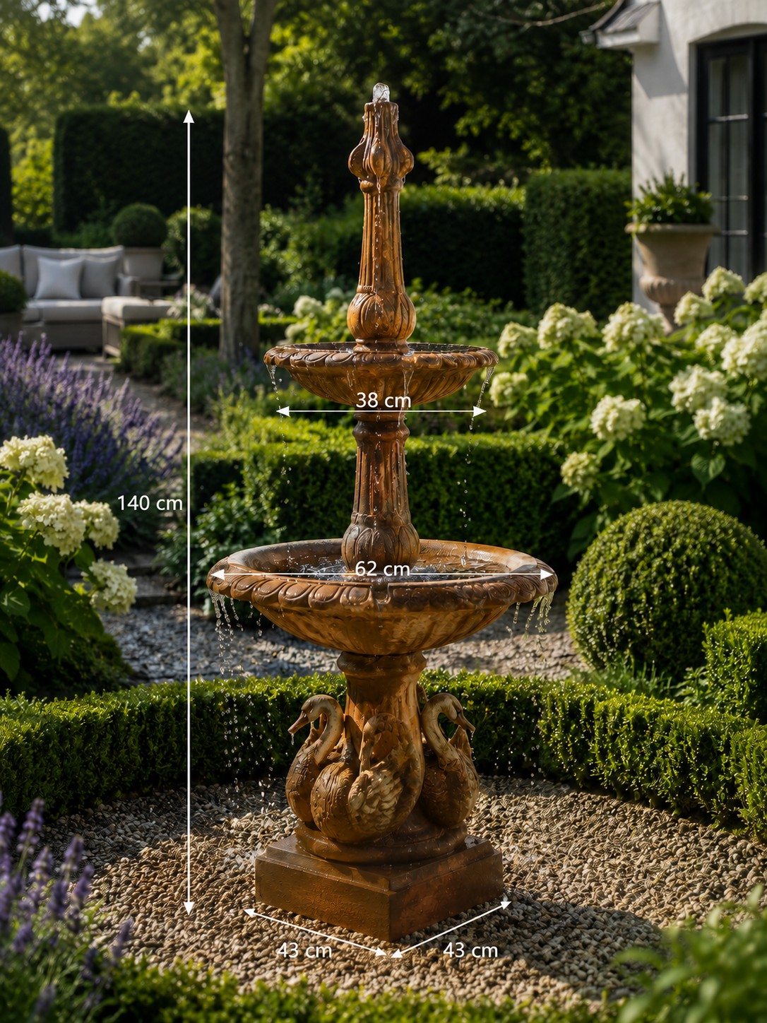 Fountain cast iron 2 bowls 135cm