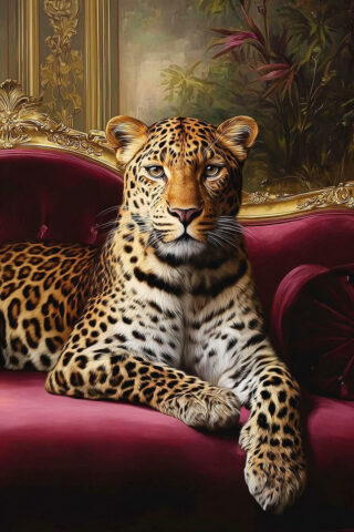 Glasmalerei Panther auf schickem Sofa - Eliassen.de