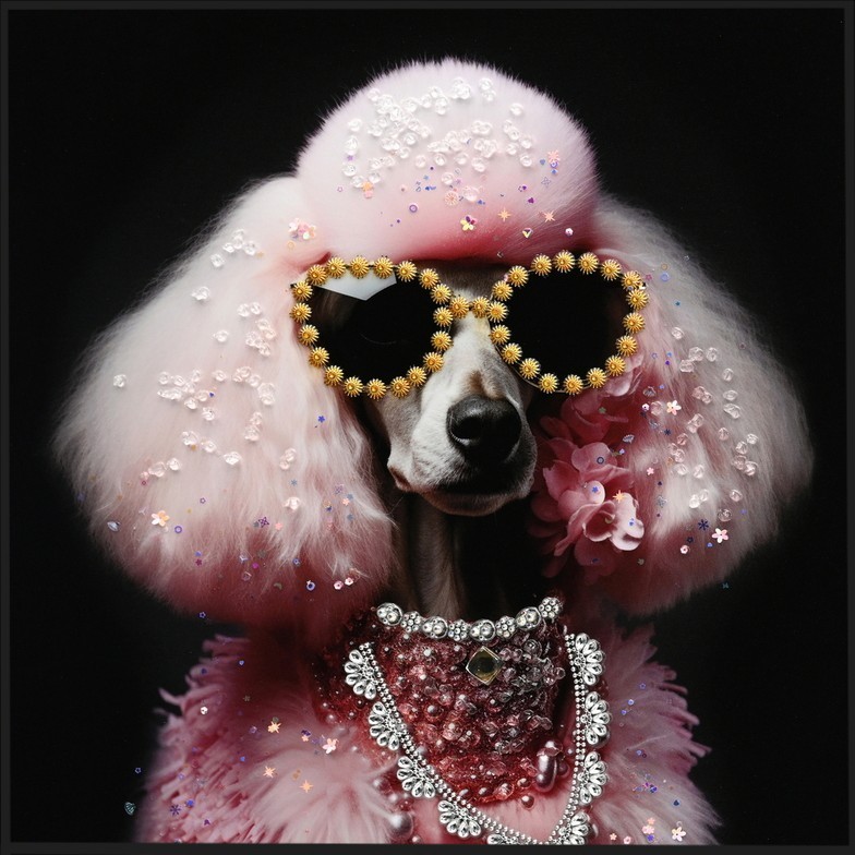canvas strass schilderij poedel fluffy - Eliassen.nl