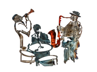 metalen wanddecoratie jazzband 69cm - Eliassen.nl