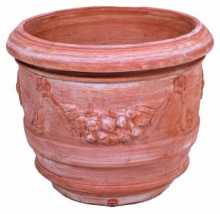 Pot terracotta Toscaans Vaso a barile festonato 60cm - Eliassen.nl