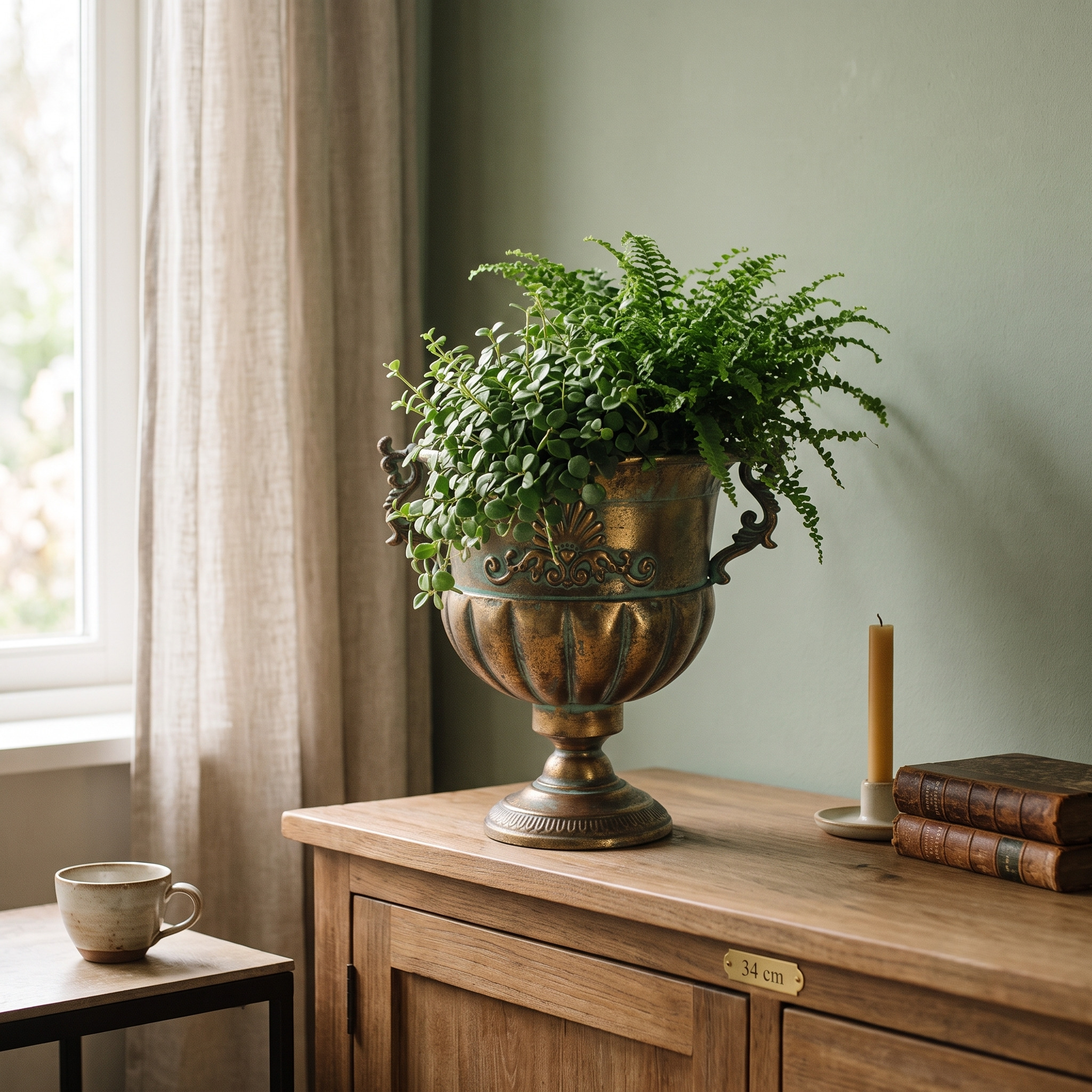 Metalen vaas met oren retro Paris 34cm