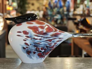 vogel van glas red feather 30cm - Eliassen.nl