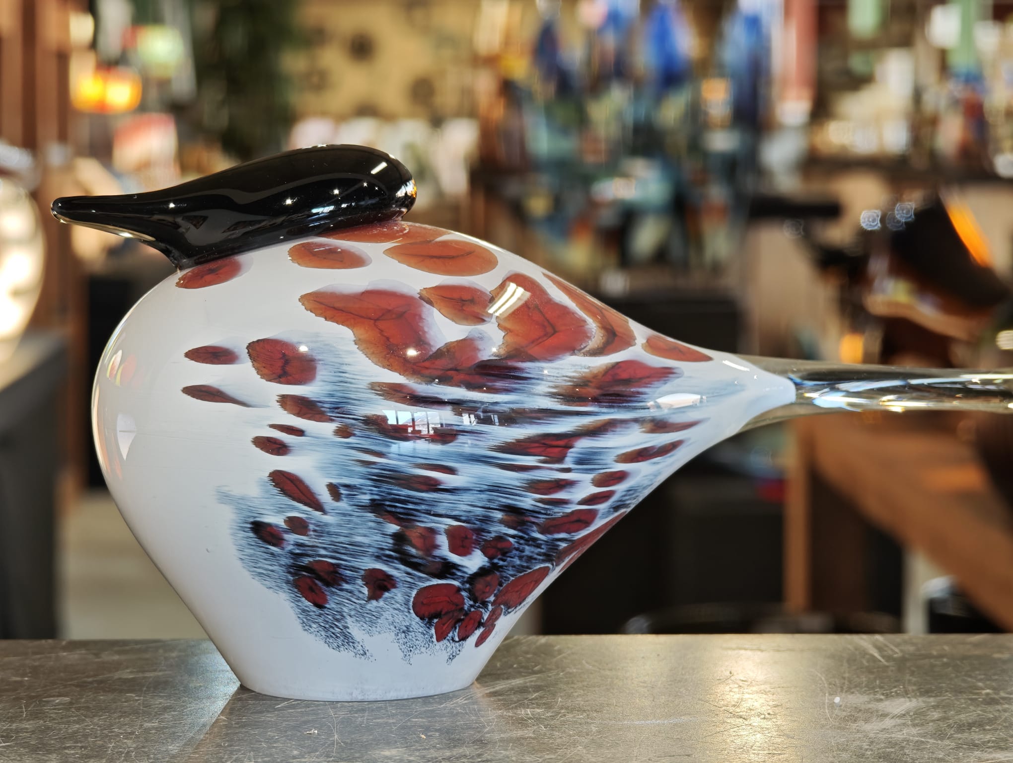 vogel van glas red feather 30cm - Eliassen.nl