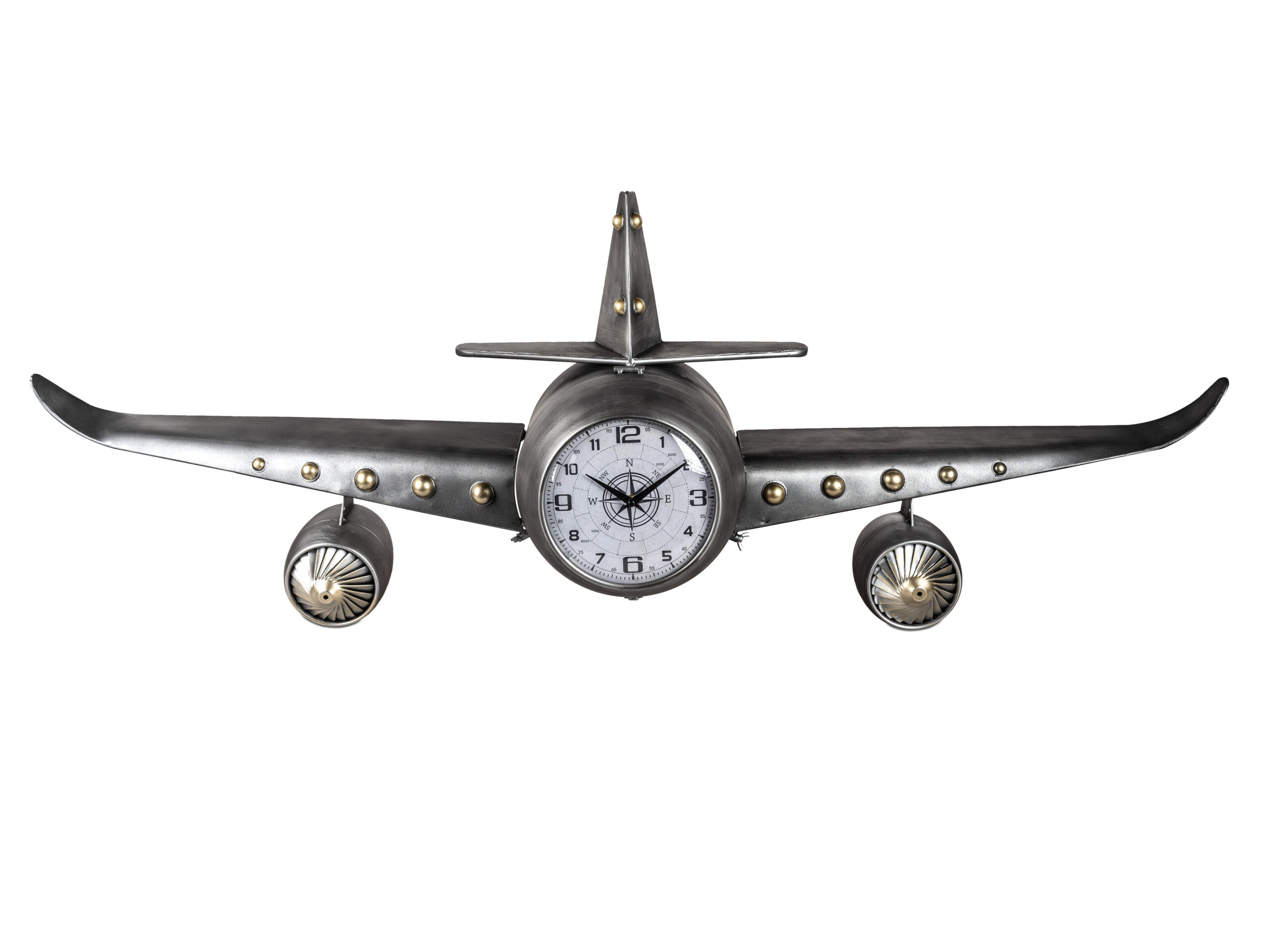Wandklok vliegtuig zilverkleur 142cm - Eliassen.nl