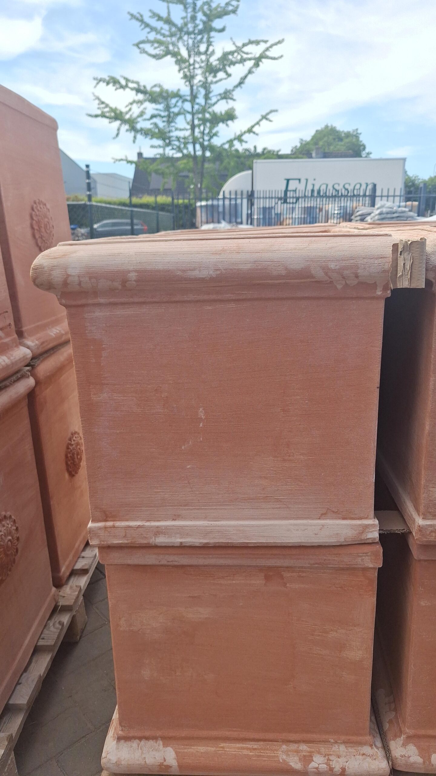 Pot terracotta Toscaans cubo liscio 55cm