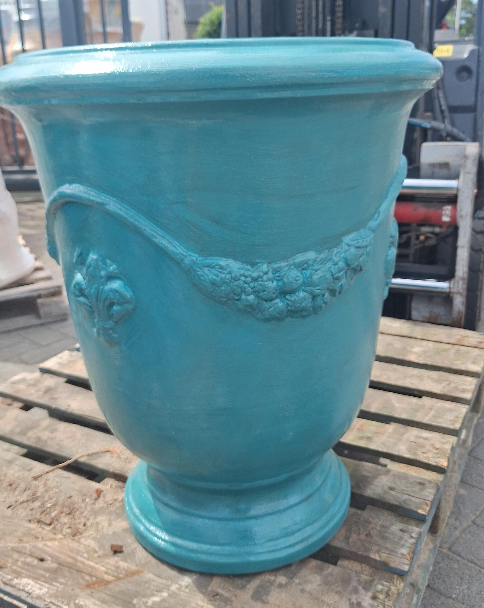 Pot terracotta Anduze turquoise 70cm