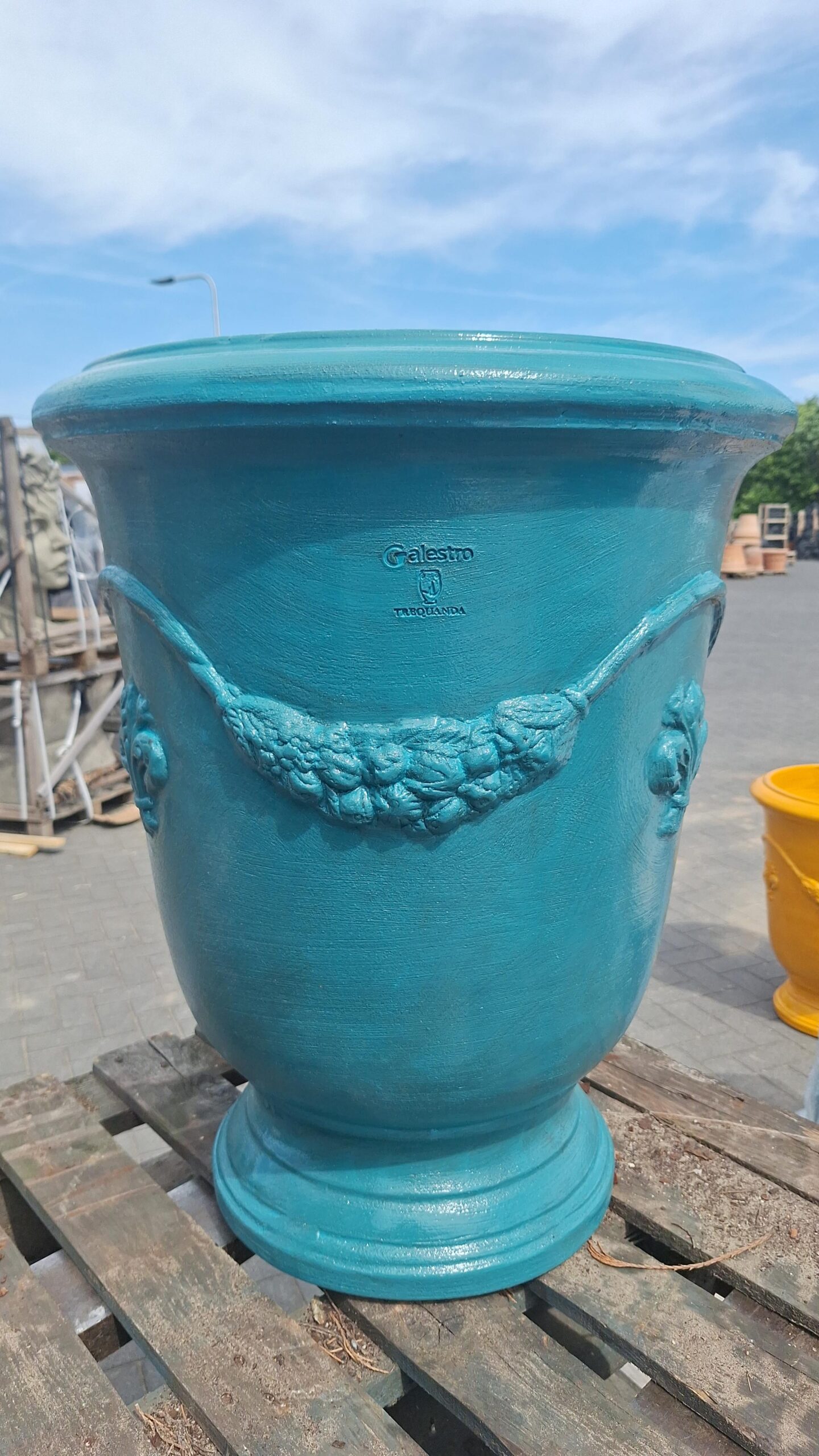 Pot terracotta Anduze turquoise 70cm