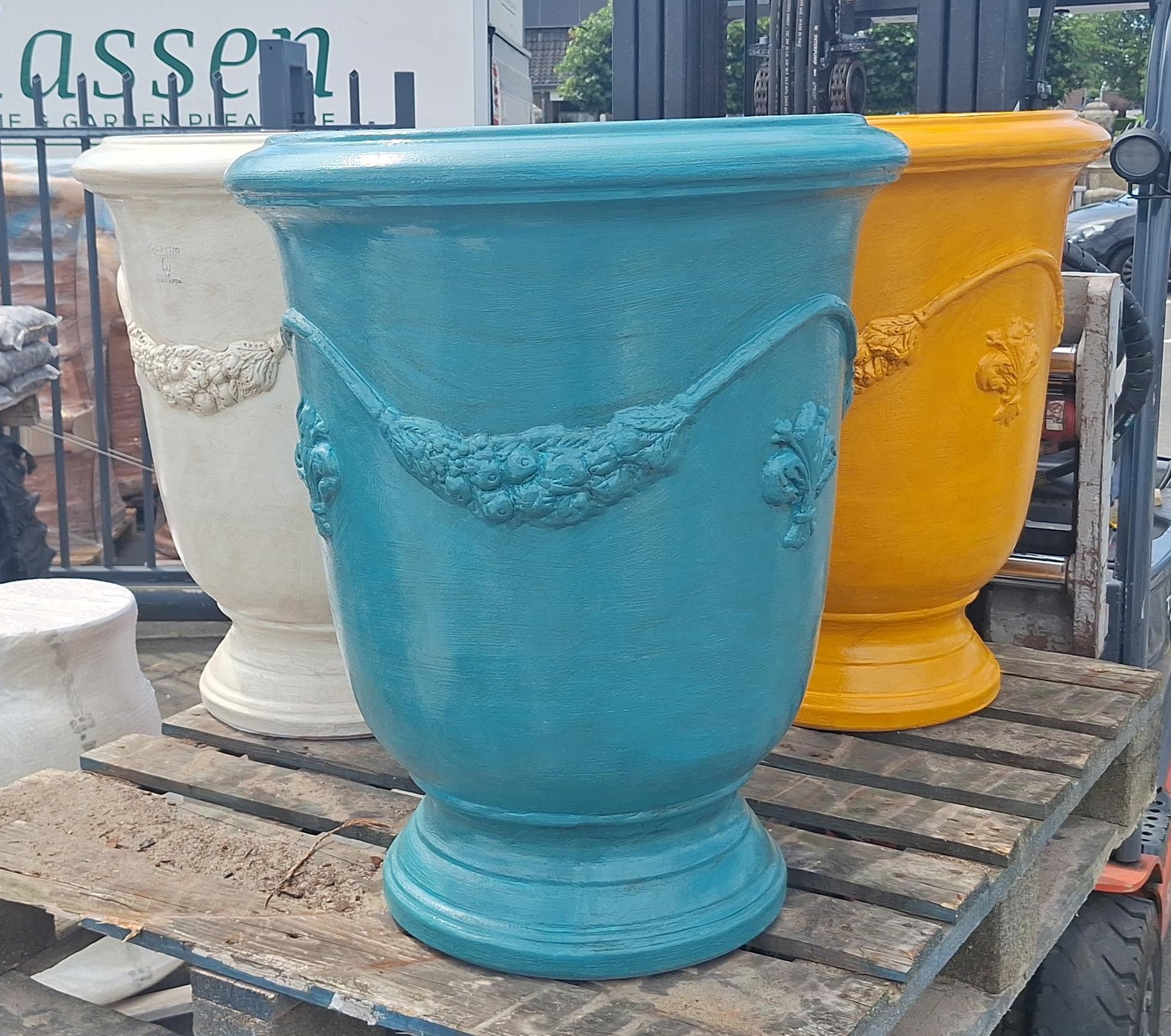 Pot terracotta Anduze turquoise 70cm