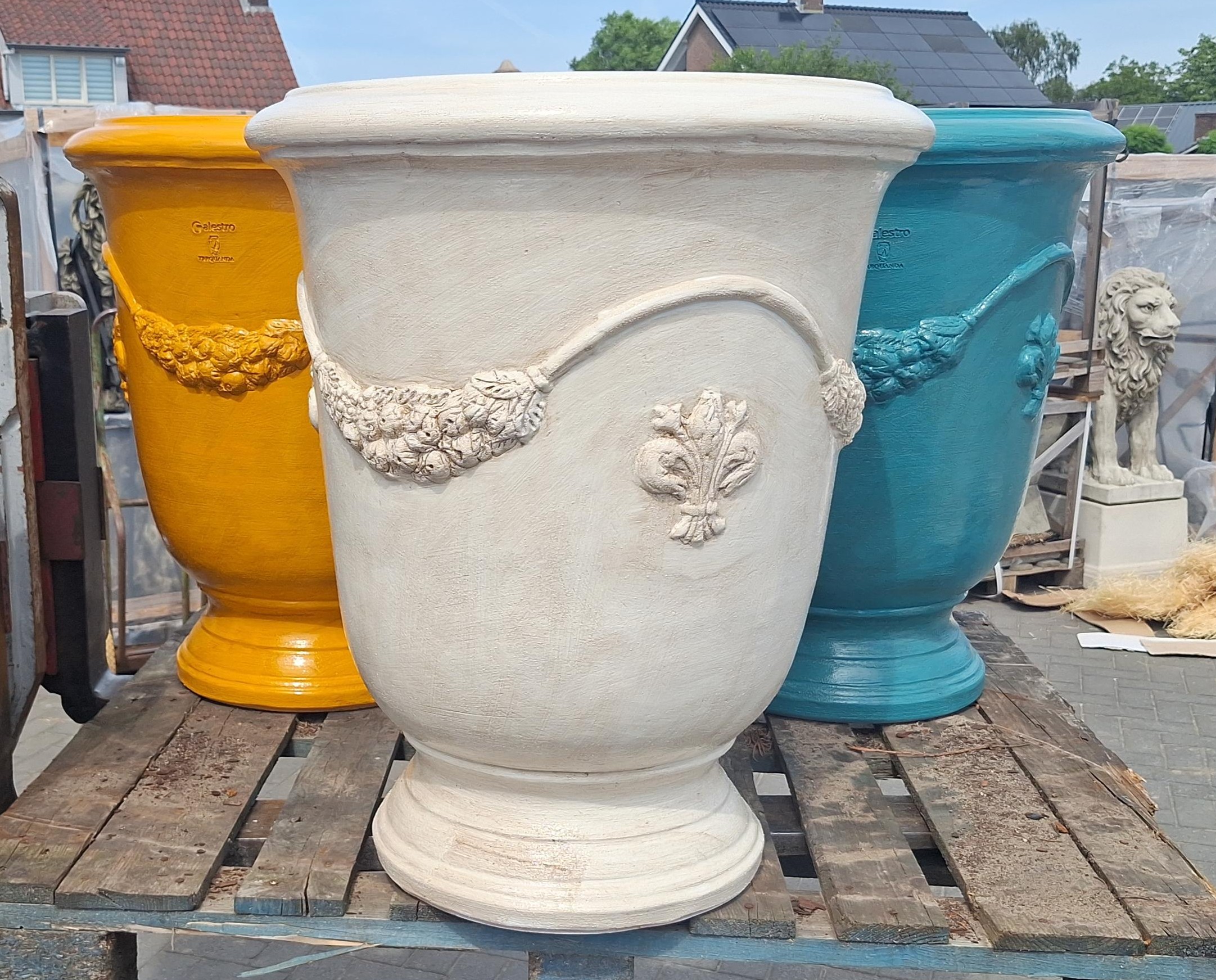Pot terracotta Anduze turquoise 70cm