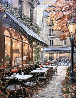 metalen schilderij bistro 80x120cm - Eliassen.nl