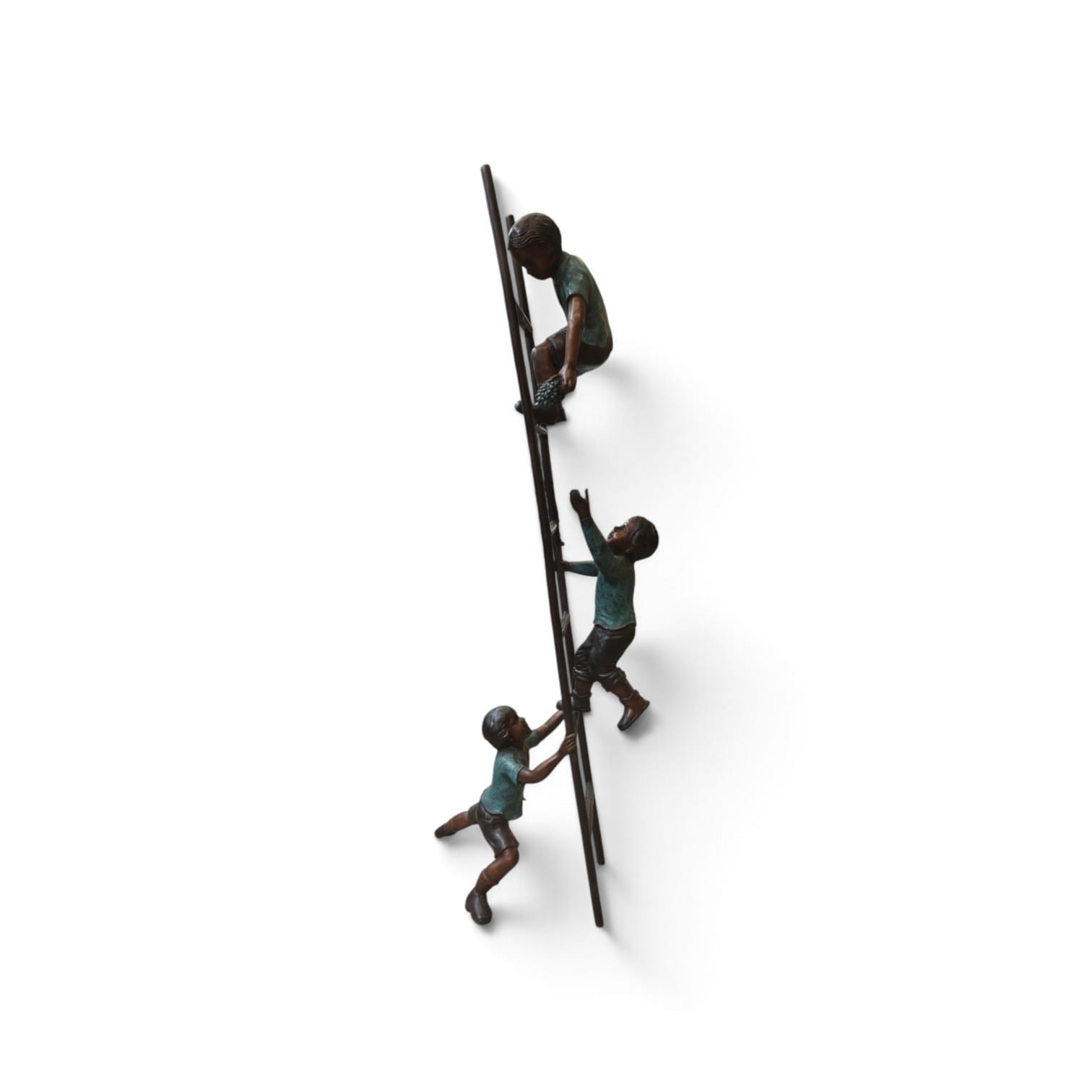 Bronzen beeld 3 spelende kinderen op ladder 228cm eliassen.nl 4