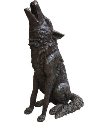 Bronzeskulptur „Weinender sitzender Wolf“, 110 cm, eliassen.nl 7