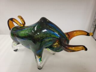 stier van glas groen 38cm - Eliassen.nl