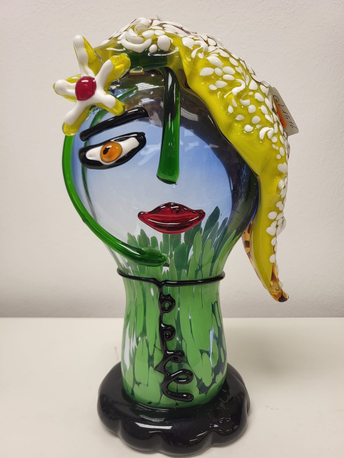 glasobject dame in het groen 35cm - Eliassen.nl