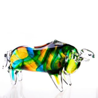 stier van glas veelkleurig 26cm - Eliassen.nl