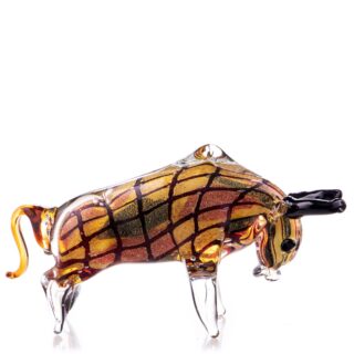 stier glas bruin met strepen 24cm - Eliassen.nl
