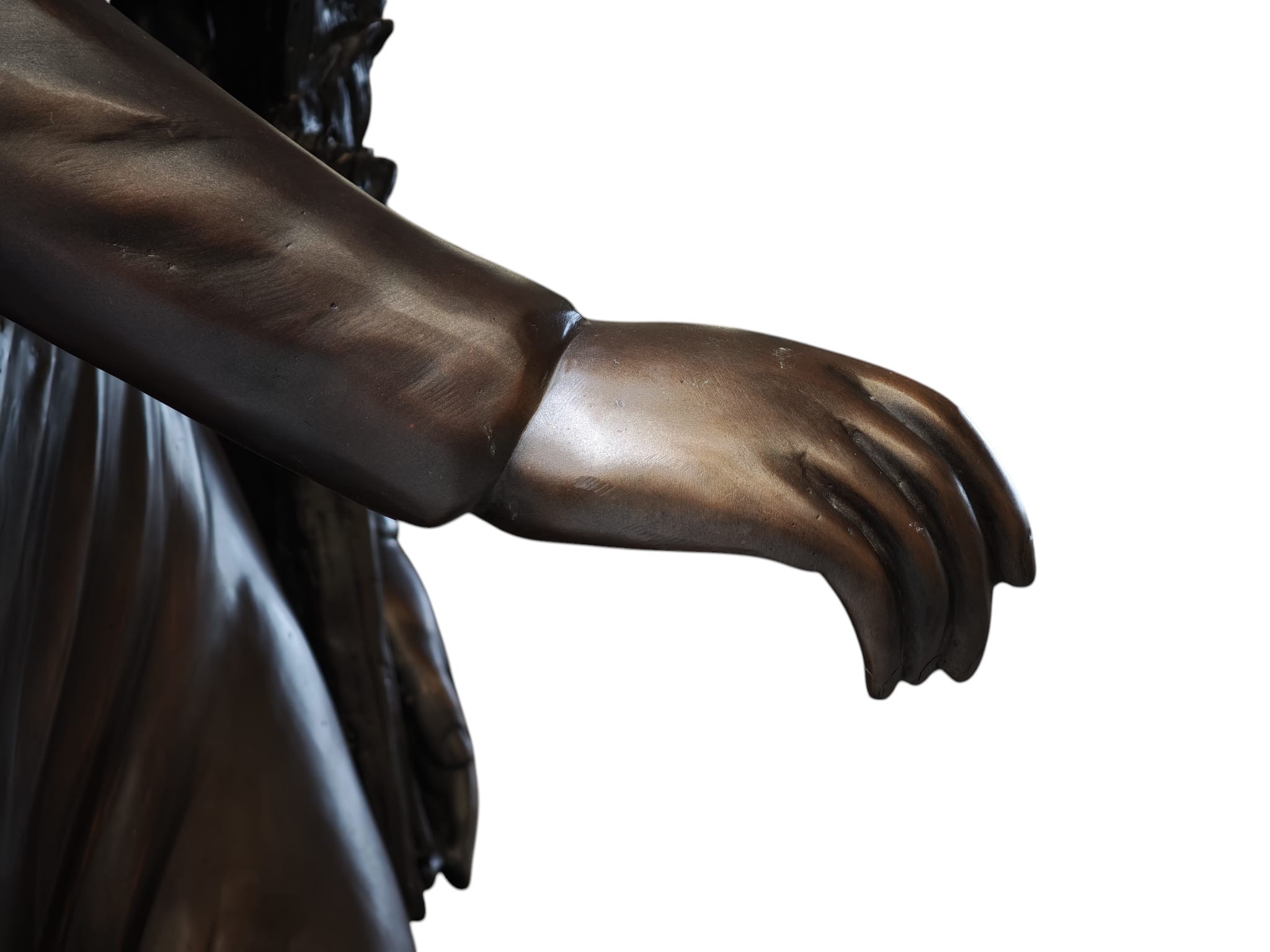 Bronzen beeld Engel met bloemstuk in hand 230cm