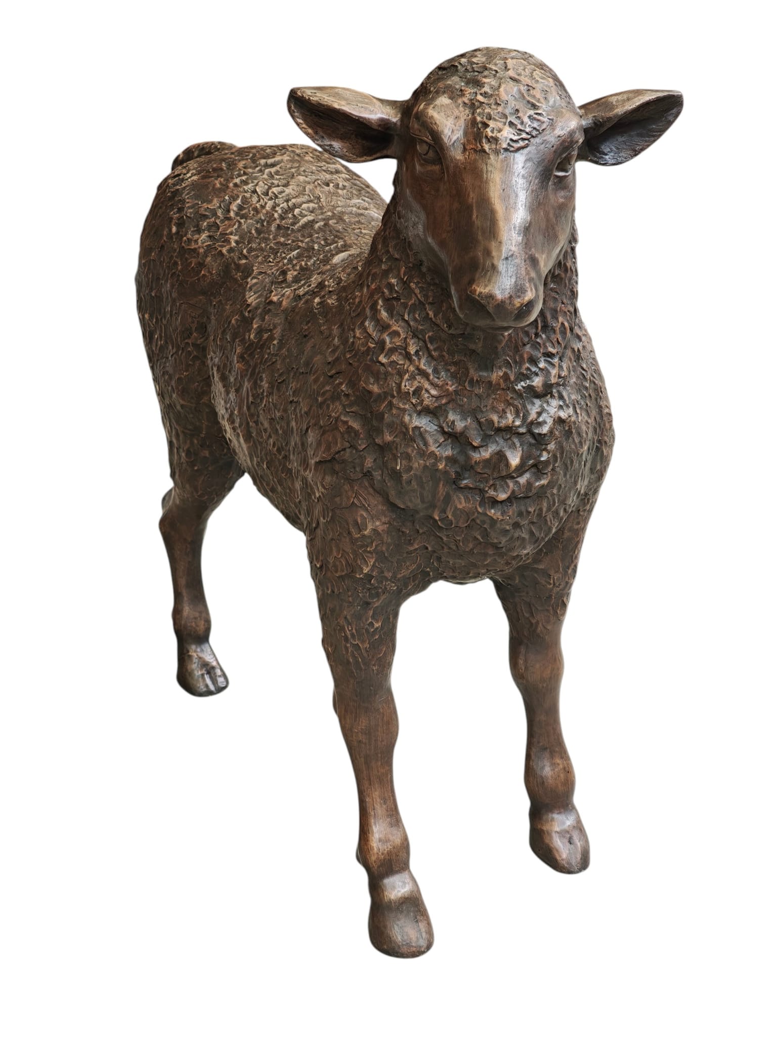 Bronzen beelden 4 alpaca's set of los