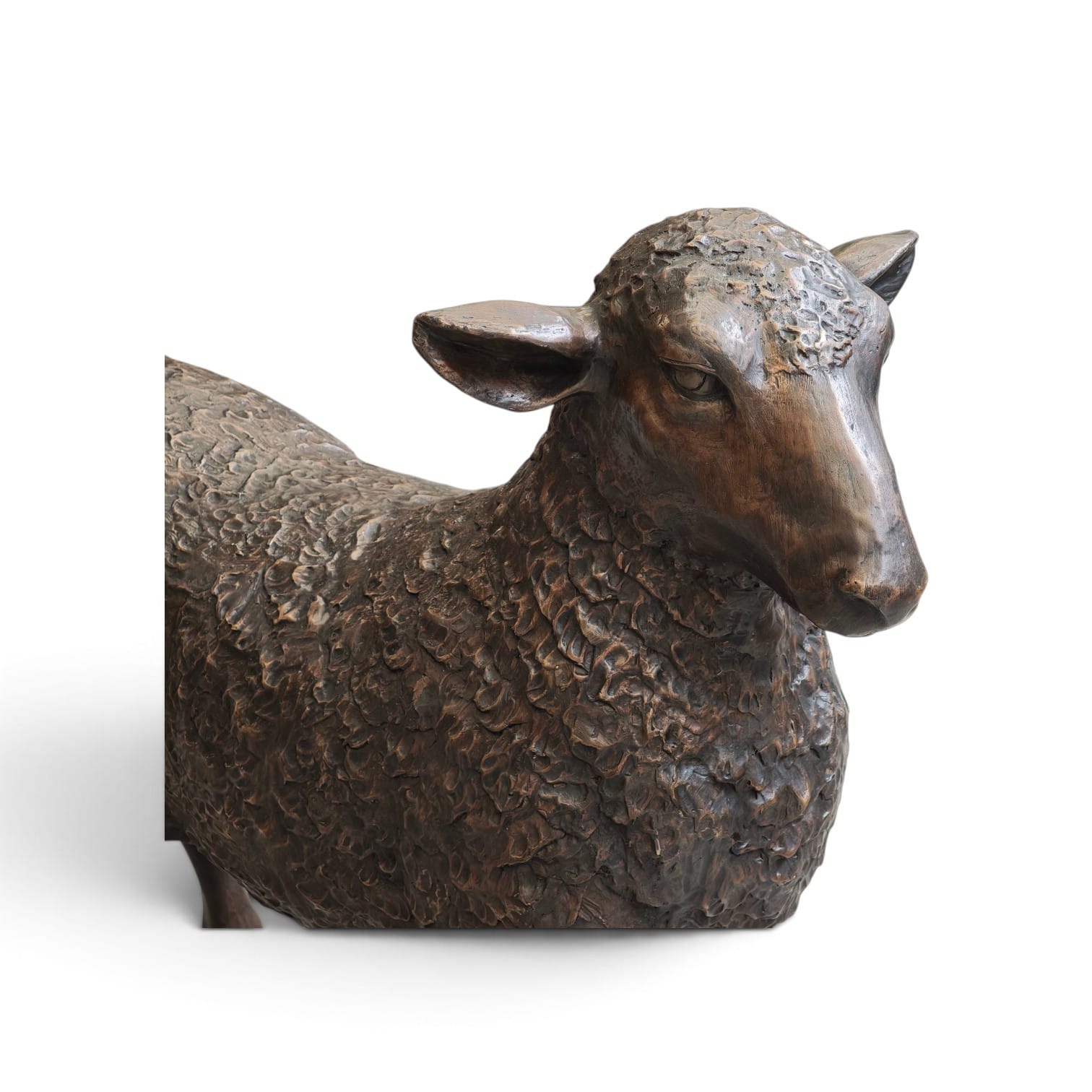 Bronzen beelden 4 alpaca's set of los