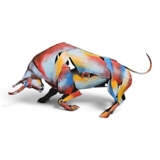 Metalen beeld Briesende stier 40cm