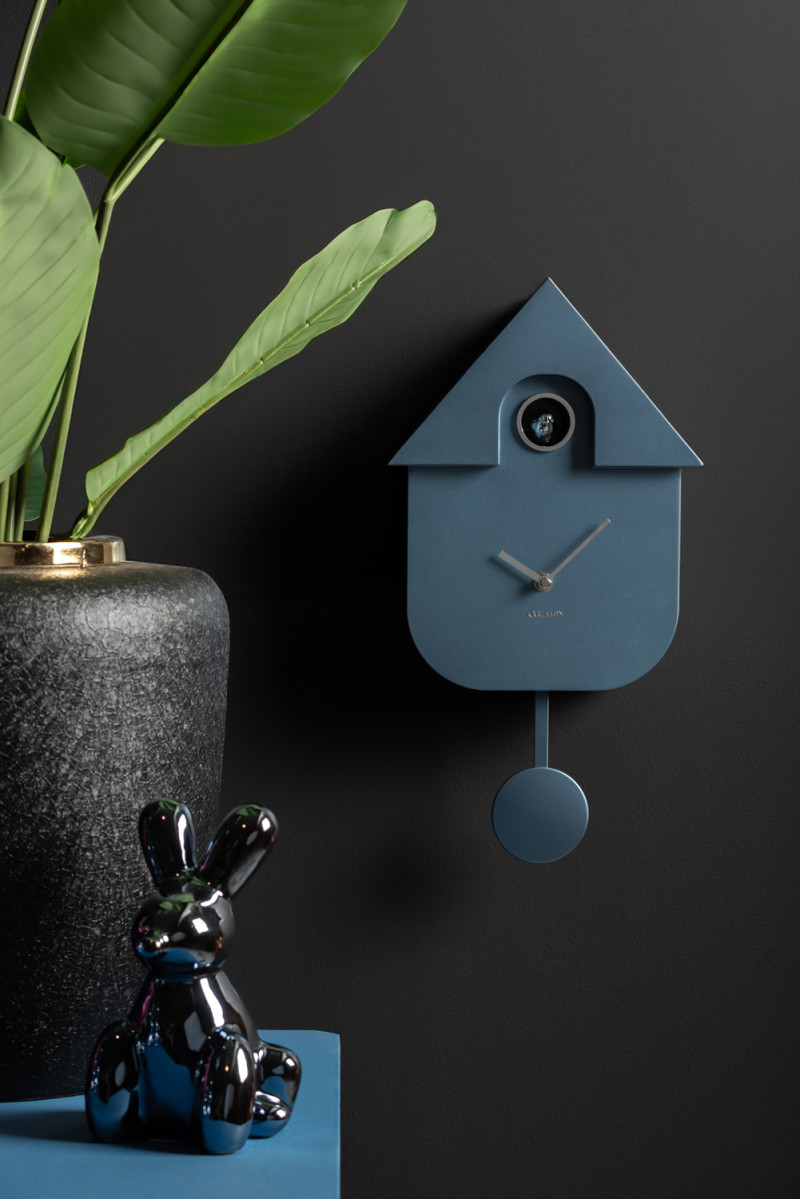 Karlsson wandklok Modern Cuckoo Metallic donker blauw 41cm