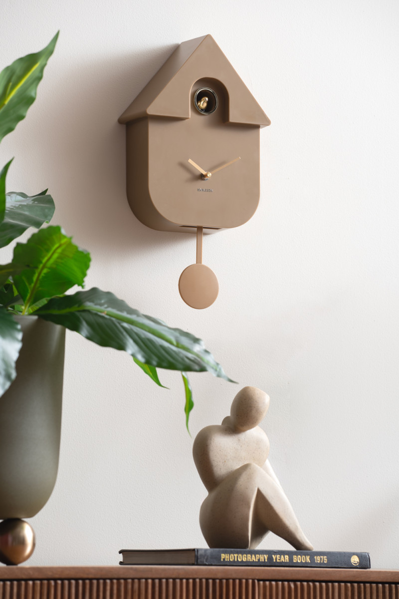Karlsson wandklok Modern Cuckoo Oro mokka bruin 41cm