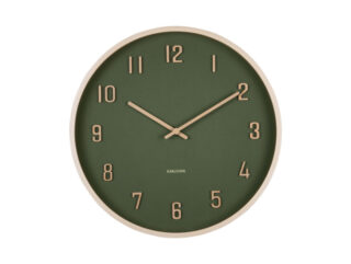 Karlsson wandklok Nervadura donker groen / licht hout 40cm - Eliassen.nl