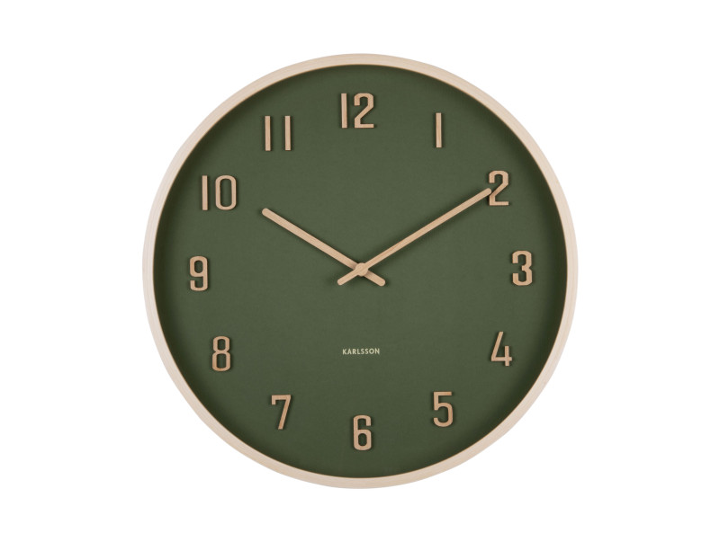Karlsson wandklok Nervadura donker groen / licht hout 40cm - Eliassen.nl