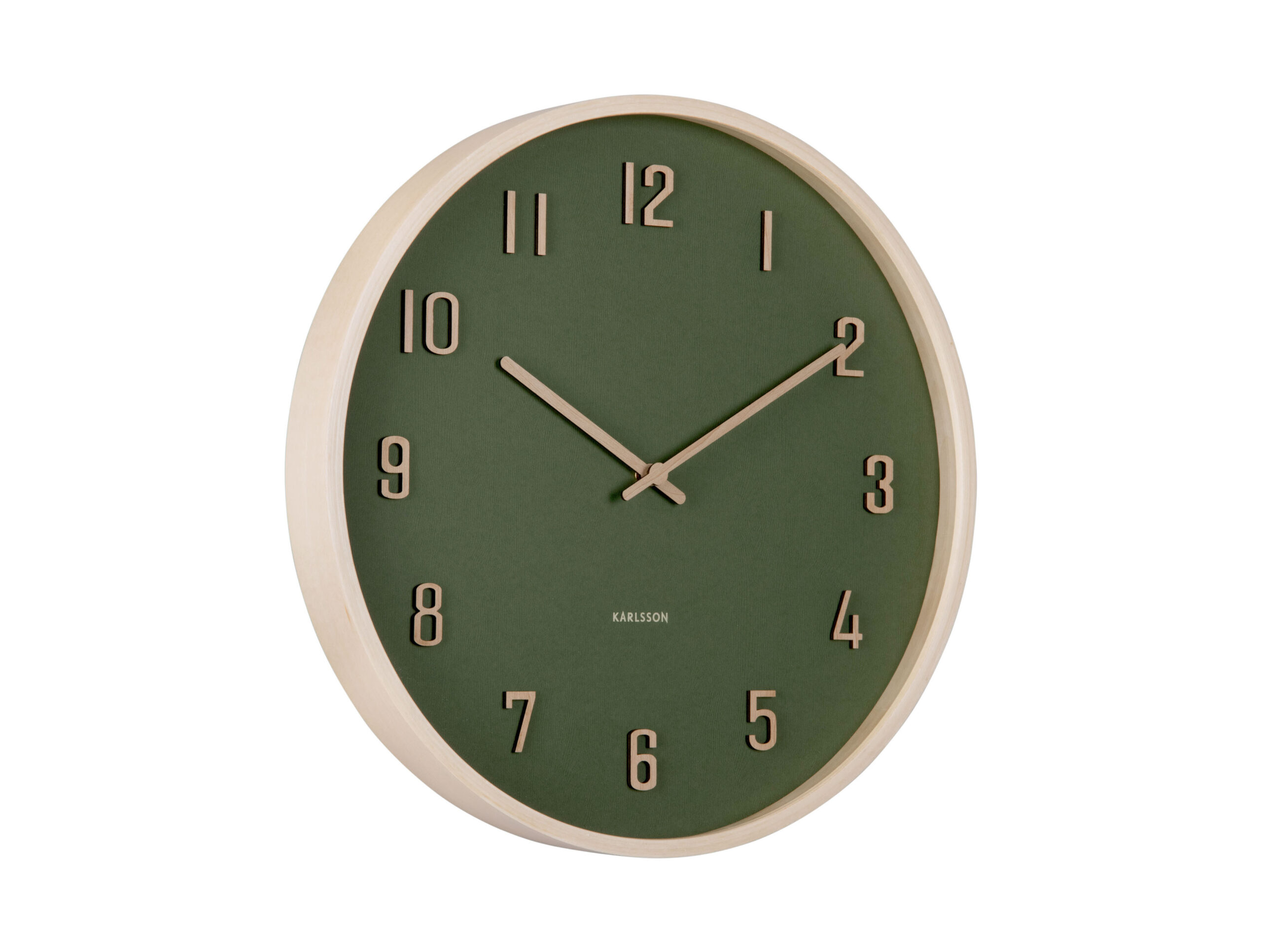 Karlsson wandklok Nervadura donker groen / licht hout 40cm