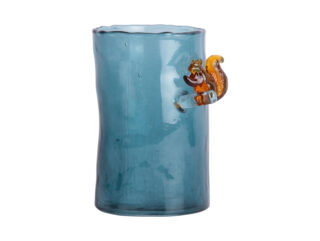 Karlsson glasvaas met eekhoorn blauw 15cm-Eliassen.nl