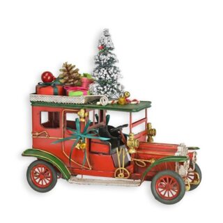 Auto antiek metaal met kerstversiering 26cm - Eliassen.nl