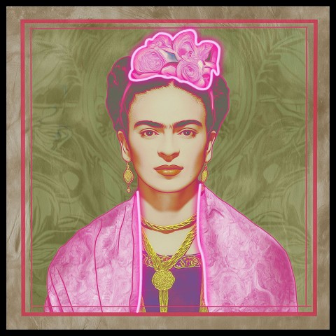 Glasschilderij met led verlichitn Frida Kahlo - Eliassen.nl