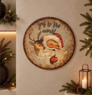 Muurplaat kerst metaal rond 61cm - Eliassen.nl