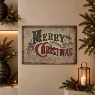 Schilderij kerst metaal 66x48cm hoog - Eliassen.nl