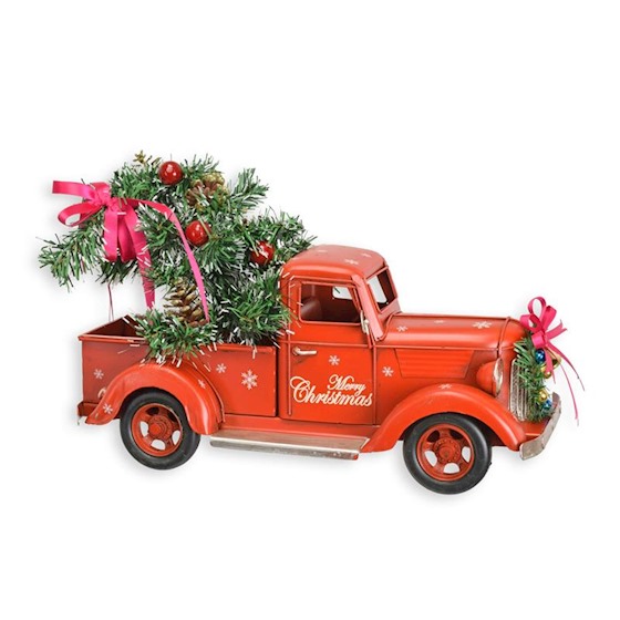 Pickup truck metaal met kerstversiering 36cm - Eliassen.nl