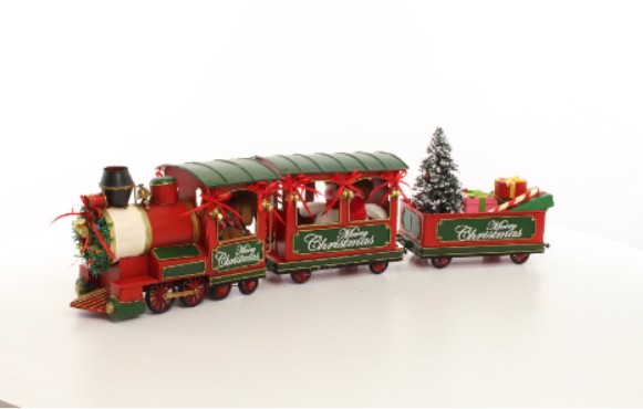 Kersttrein metaal 3-delig 68cm