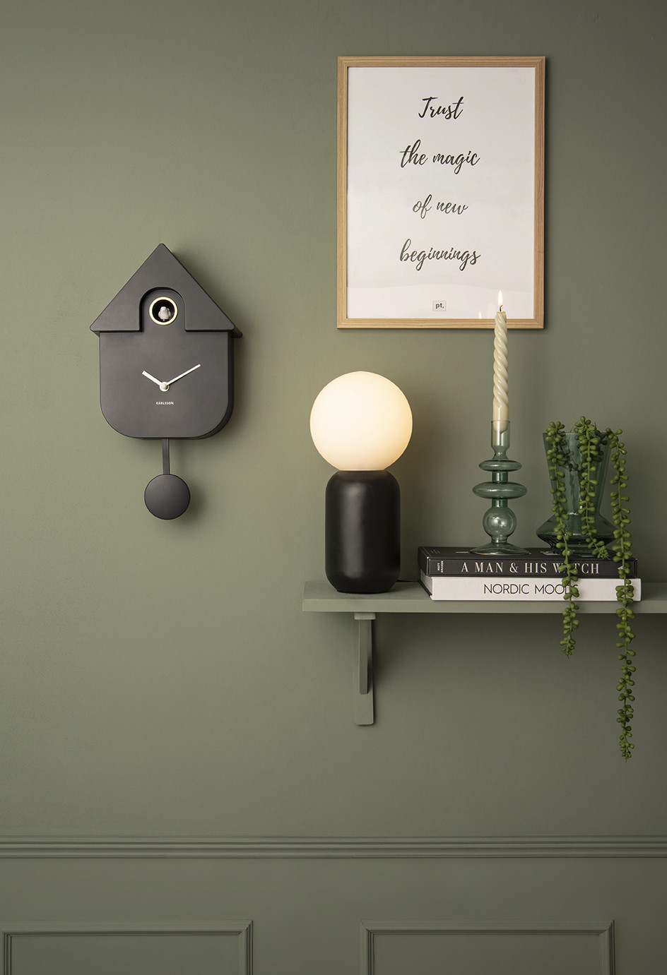 Karlsson wandklok Modern Cuckoo zwart 41cm