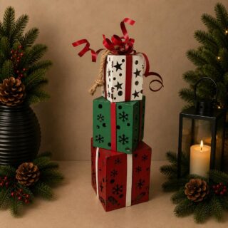Kerst kado toren metaal 60cm - Eliassen.nl