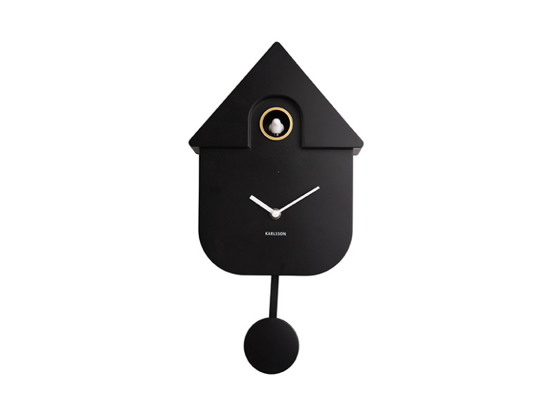 wandklok modern cuckoo zwart - Eliassen.nl